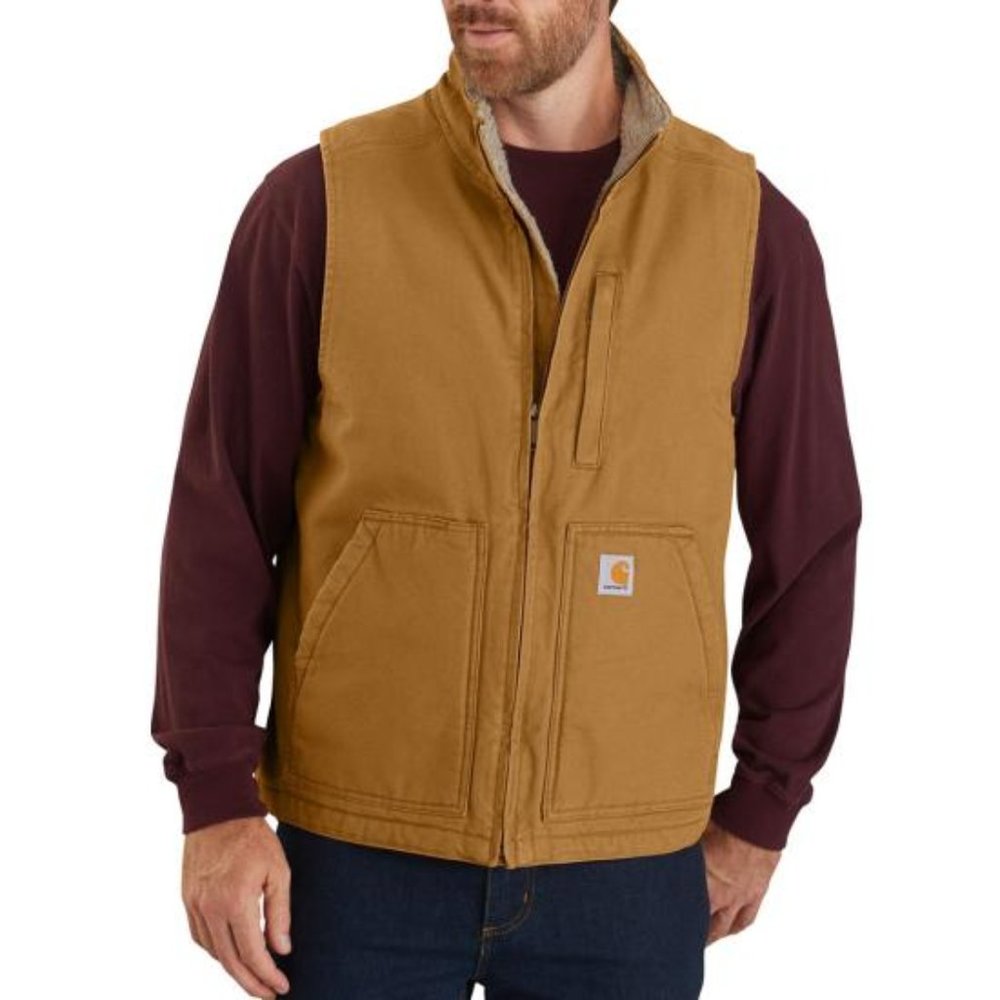 Carhartt Washed Duck Mock Neck Vest - Sherpa Lined Men's M Regular